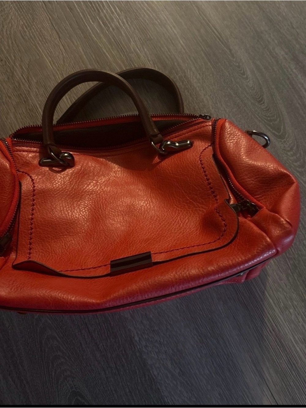 Stylish Red Leather Satchel Handbag
